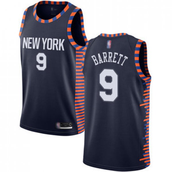 Youth Knicks #9 R.J. Barrett Navy Basketball Swingman City Edition 2018-19 Jersey