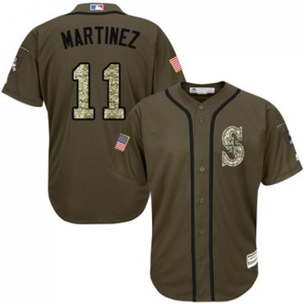 Youth Mariners #11 Edgar Martinez Green Salute to Service Stitched Baseball Jersey