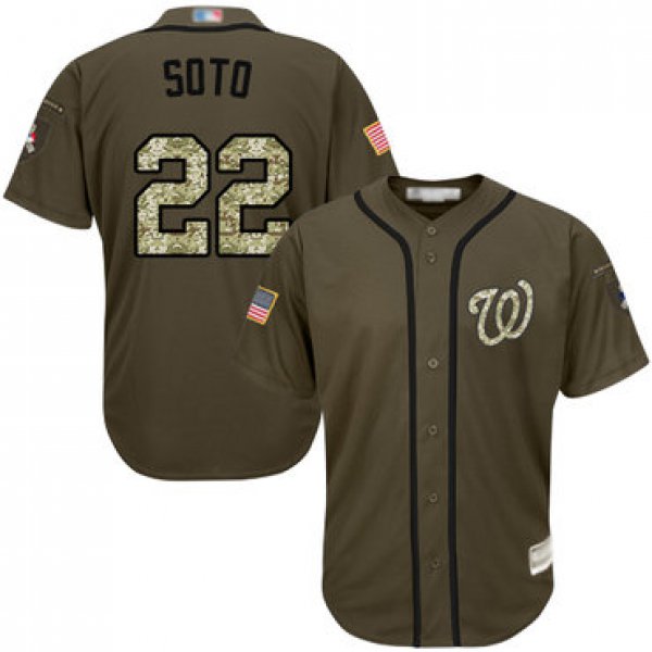 Youth Nationals #22 Juan Soto Green Salute to Service Stitched Baseball Jersey