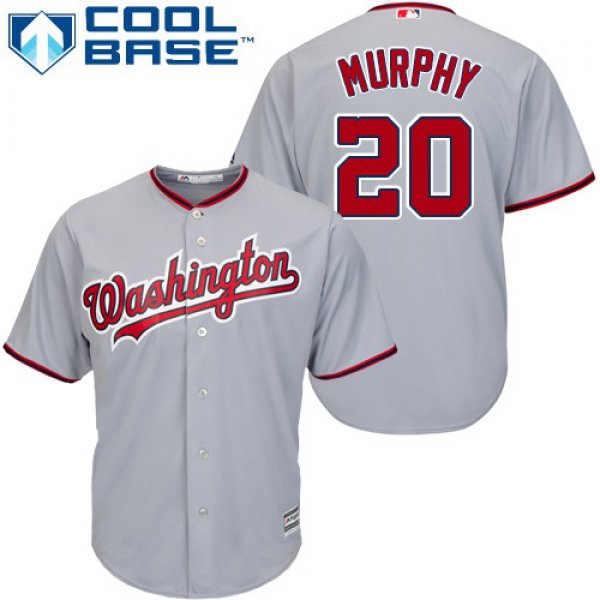 Nationals #20 Daniel Murphy Grey Cool Base Stitched Youth Baseball Jersey