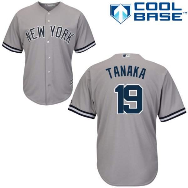 Yankees #19 Masahiro Tanaka Grey Cool Base Stitched Youth Baseball Jersey