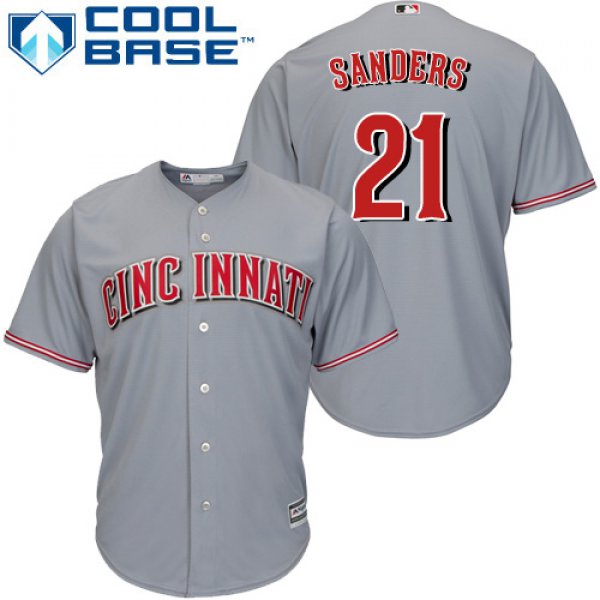 Reds #21 Reggie Sanders Grey Cool Base Stitched Youth Baseball Jersey