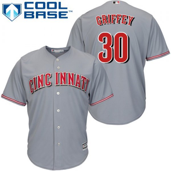 Reds #30 Ken Griffey Grey Cool Base Stitched Youth Baseball Jersey