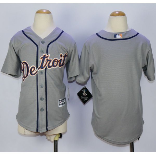 Tigers Blank Grey Cool Base Stitched Youth Baseball Jersey
