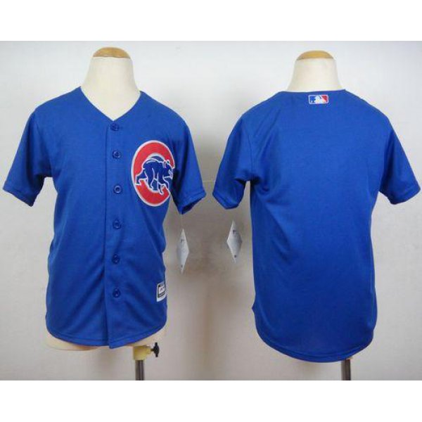 Cubs Blank Blue Cool Base Stitched Youth Baseball Jersey