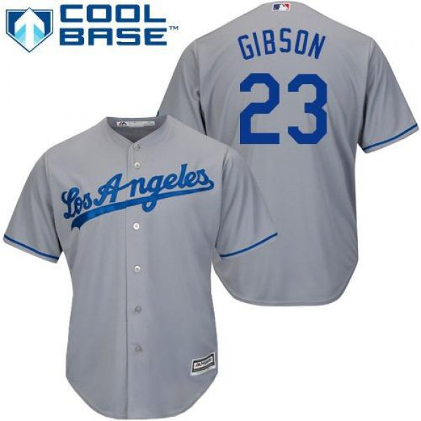 Dodgers #23 Kirk Gibson Grey Cool Base Stitched Youth Baseball Jersey