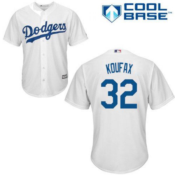 Dodgers #32 Sandy Koufax White Cool Base Stitched Youth Baseball Jersey