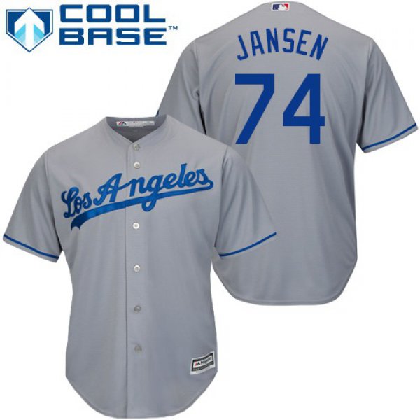 Dodgers #74 Kenley Jansen Grey Cool Base Stitched Youth Baseball Jersey