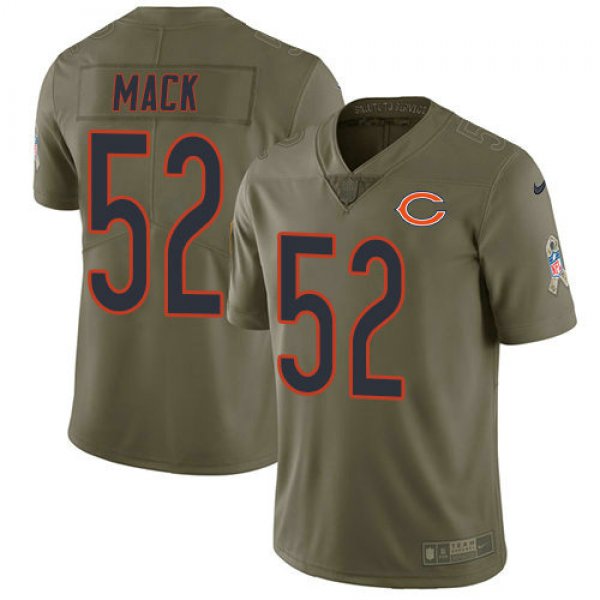 Youth Nike Bears 52 Khalil Mack Olive Stitched NFL Limited 2017 Salute To Service Jersey