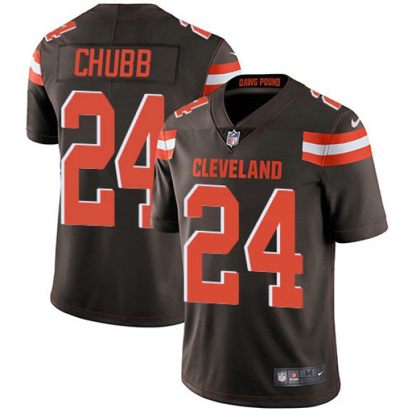 Youth Nike Browns 24 Nick Chubb Brown Team Color Stitched NFL Vapor Untouchable Limited Jersey