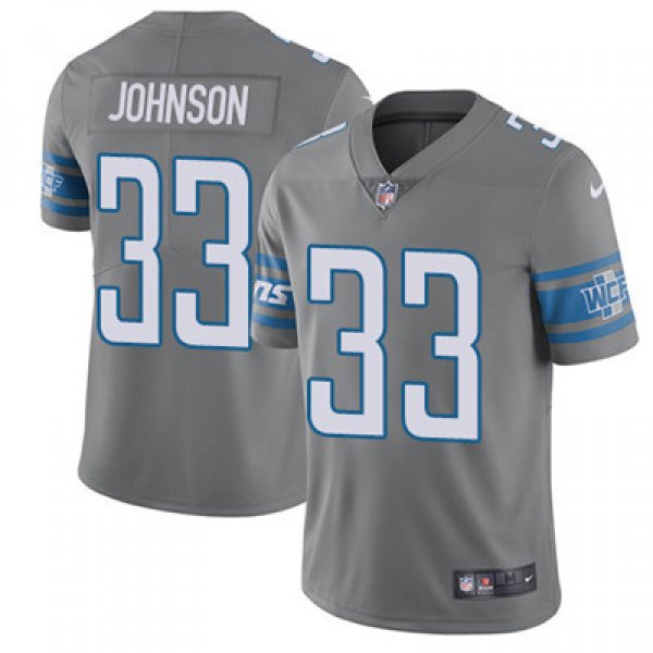 Nike Lions #33 Kerryon Johnson Gray Youth Stitched NFL Limited Rush Jersey