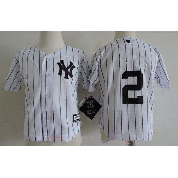 Toddler New York Yankees 2 Derek Jeter White Home Stitched MLB Majestic Cool Base Jersey