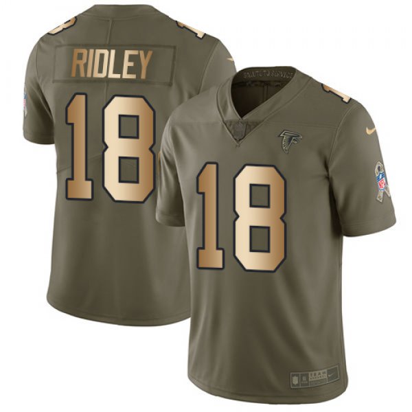 Nike Falcons #18 Calvin Ridley Olive Gold Youth Stitched NFL Limited 2017 Salute to Service Jersey