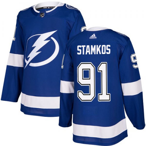 Adidas Tampa Bay Lightning #91 Steven Stamkos Blue Home Authentic Stitched Youth NHL Jersey