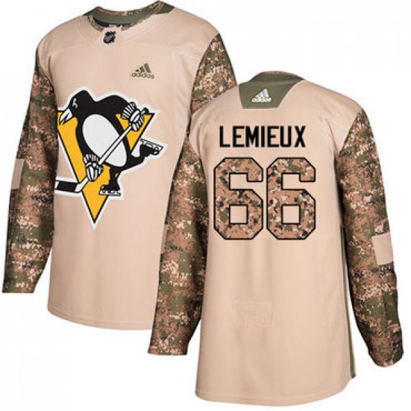 Adidas Pittsburgh Penguins #66 Mario Lemieux Camo Authentic 2017 Veterans Day Stitched Youth NHL Jersey