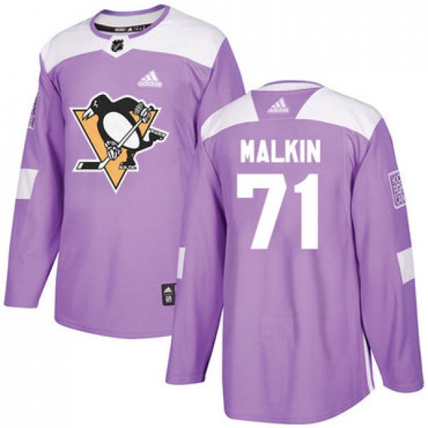 Adidas Pittsburgh Penguins #71 Evgeni Malkin Purple Authentic Fights Cancer Stitched Youth NHL Jersey