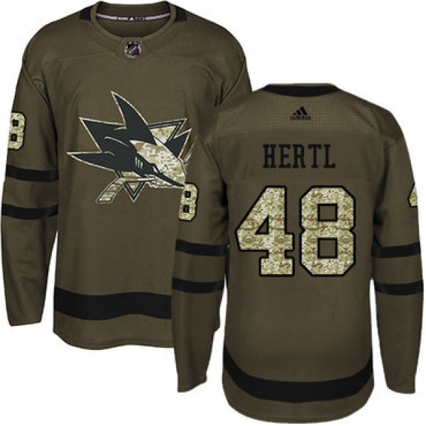 Adidas San Jose Sharks #48 Tomas Hertl Green Salute to Service Stitched Youth NHL Jersey