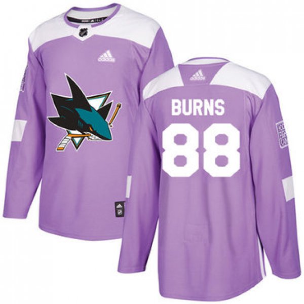 Adidas San Jose Sharks #88 Brent Burns Purple Authentic Fights Cancer Stitched Youth NHL Jersey
