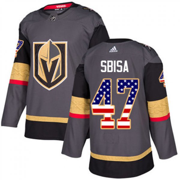 Adidas Vegas Golden Knights #47 Luca Sbisa Grey Home Authentic USA Flag Stitched Youth NHL Jersey