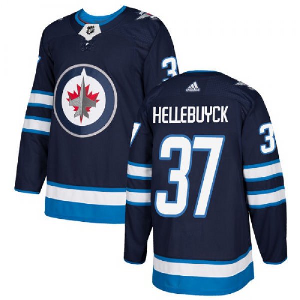 Adidas Winnipeg Jets #37 Connor Hellebuyck Navy Blue Home Authentic Stitched Youth NHL Jersey