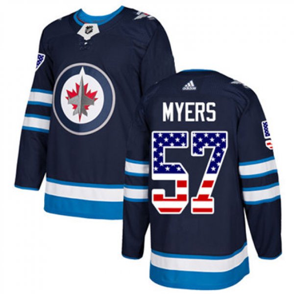 Adidas Winnipeg Jets #57 Tyler Myers Navy Blue Home Authentic USA Flag Stitched Youth NHL Jersey