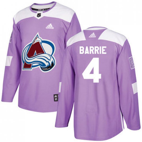 Adidas Avalanche #4 Tyson Barrie Purple Authentic Fights Cancer Stitched Youth NHL Jersey