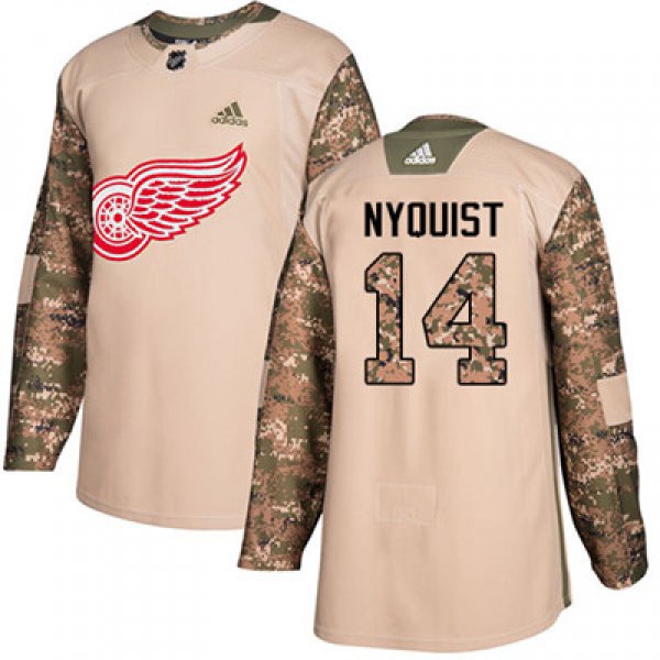 Adidas Detroit Red Wings #14 Gustav Nyquist Camo Authentic 2017 Veterans Day Stitched Youth NHL Jersey