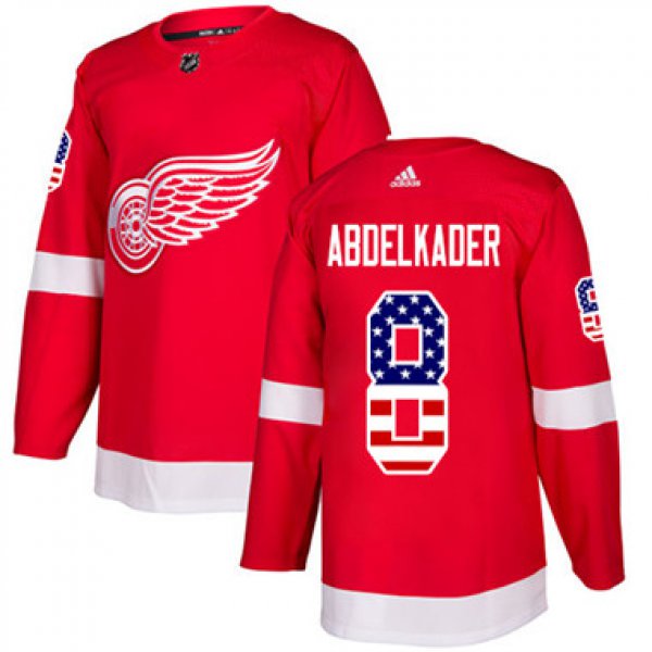 Adidas Detroit Red Wings #8 Justin Abdelkader Red Home Authentic USA Flag Stitched Youth NHL Jersey