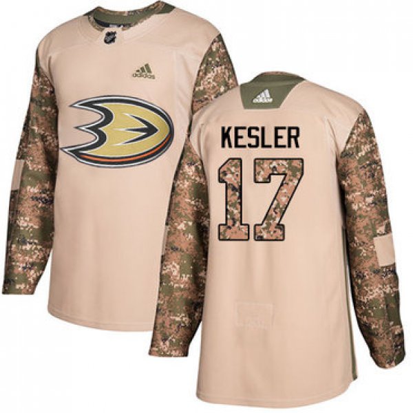 Adidas Ducks #17 Ryan Kesler Camo Authentic 2017 Veterans Day Youth Stitched NHL Jersey