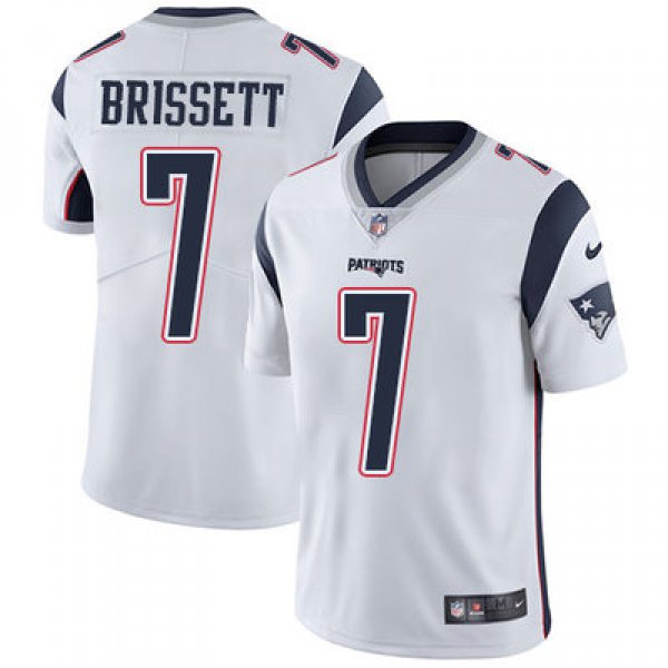 Youth Nike New England Patriots #7 Jacoby Brissett White Stitched NFL Vapor Untouchable Limited Jersey