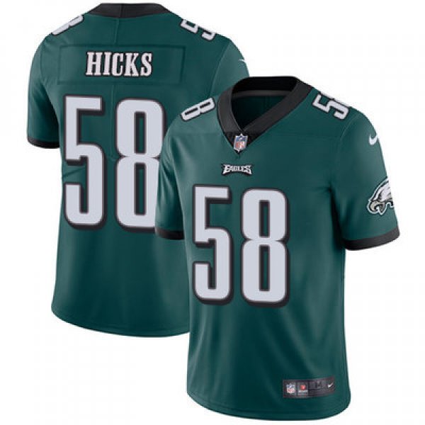 Youth Nike Philadelphia Eagles #58 Jordan Hicks Midnight Green Team Color Stitched NFL Vapor Untouchable Limited Jersey