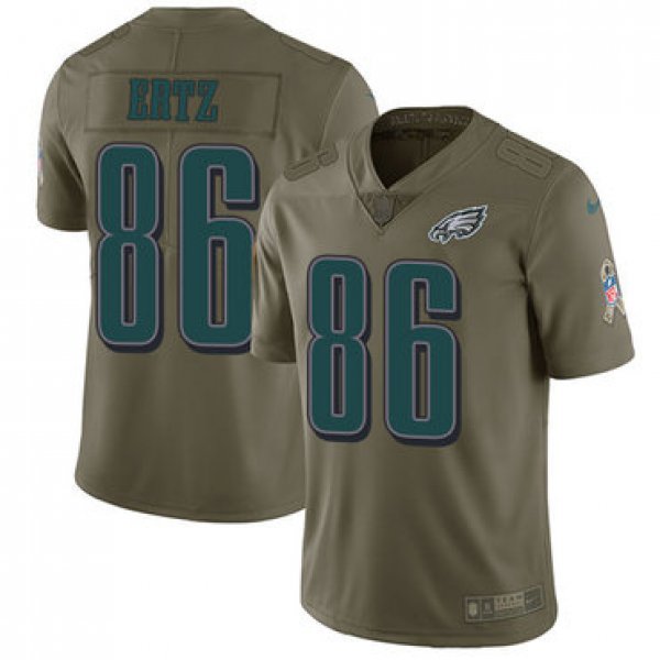 Youth Nike Philadelphia Eagles #86 Zach Ertz Olive Stitched NFL Limited 2017 Salute to Service Jersey