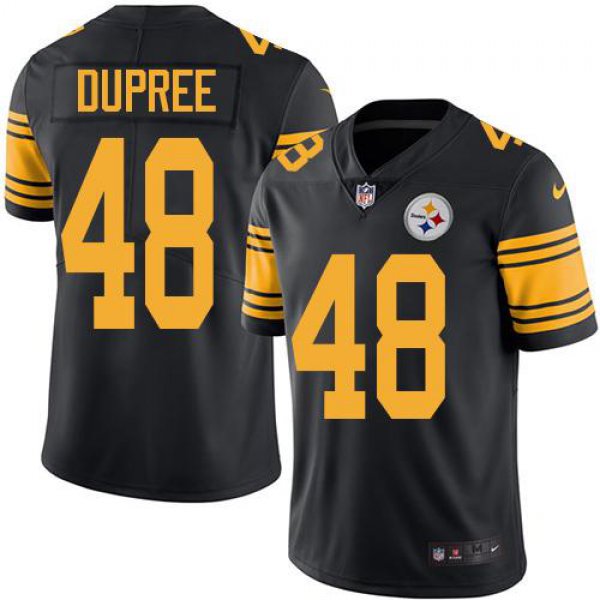 Youth Nike Steelers #48 Bud Dupree Black Stitched NFL Limited Rush Jersey