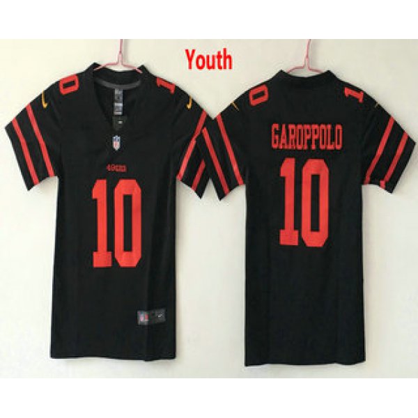 Youth San Francisco 49ers #10 Jimmy Garoppolo Black 2017 Vapor Untouchable Stitched NFL Nike Limited Jersey