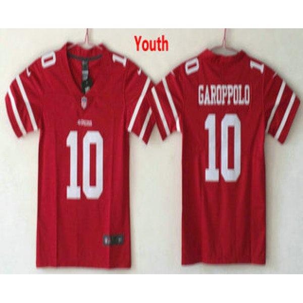 Youth San Francisco 49ers #10 Jimmy Garoppolo Red 2017 Vapor Untouchable Stitched NFL Nike Limited Jersey