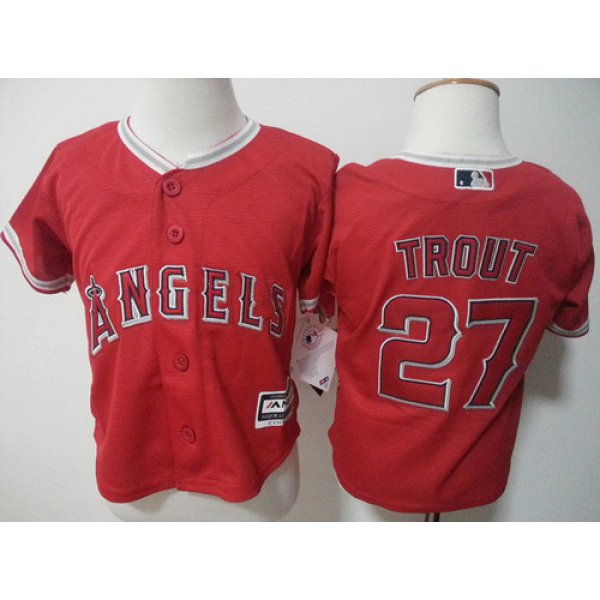 Toddler LA Angels of Anaheim #27 Mike Trout Red MLB Majestic Baseball Jersey
