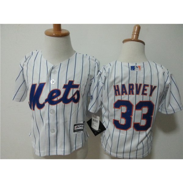 Toddler New York Mets #33 Matt Harvey White Home MLB Majestic Baseball Jersey