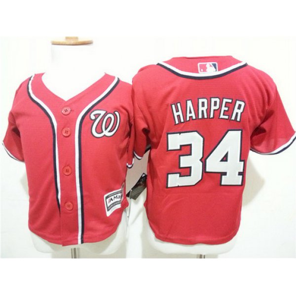 Toddler Washington Nationals #34 Bryce Harper Alternate Red MLB Majestic Baseball Jersey