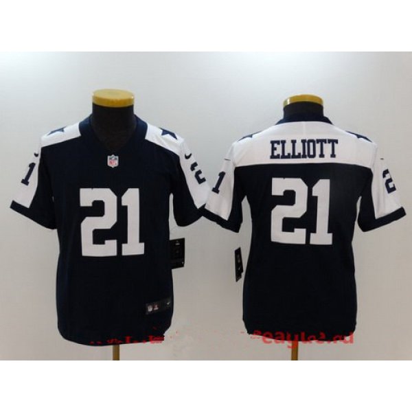 Youth Dallas Cowboys #21 Ezekiel Elliott Navy Blue Thanksgiving 2017 Vapor Untouchable Stitched NFL Nike Limited Jersey