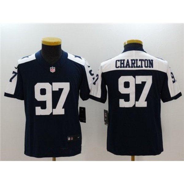 Youth Dallas Cowboys #97 Taco Charlton Navy Blue Thanksgiving 2017 Vapor Untouchable Stitched NFL Nike Limited Jersey