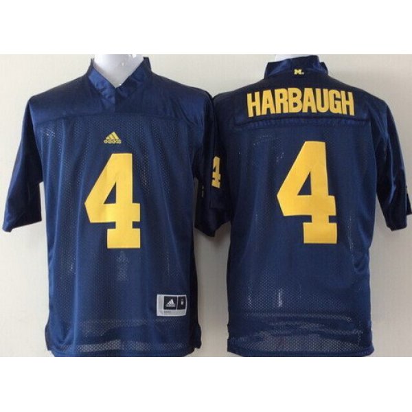 Youth Michigan Wolverines #4 Jim Harbaugh Navy Blue Stitched NCAA Nike College Football Jersey