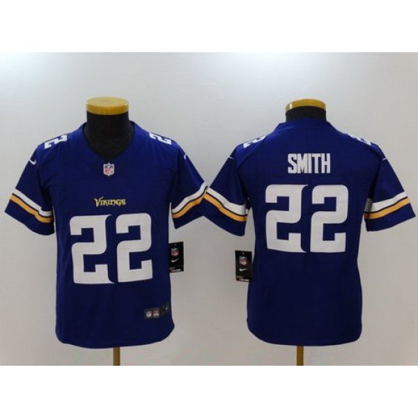 Youth Minnesota Vikings #22 Harrison Smith Purple 2017 Vapor Untouchable Stitched NFL Nike Limited Jersey