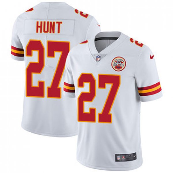 Youth Nike Kansas City Chiefs #27 Kareem Hunt White Stitched NFL Vapor Untouchable Limited Jersey