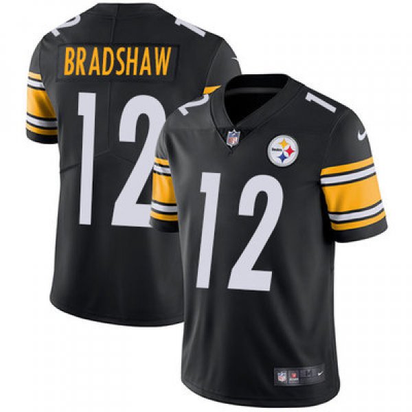 Youth Nike Steelers #12 Terry Bradshaw Black Team Color Stitched NFL Vapor Untouchable Limited Jersey