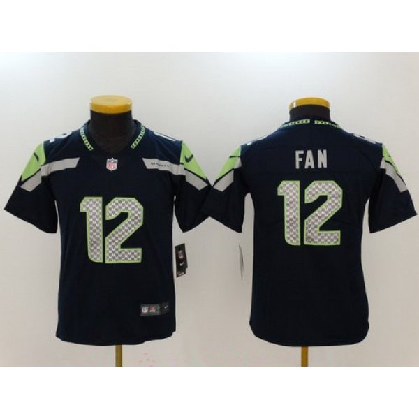 Youth Seattle Seahawks #12 12th Fan Navy Blue 2017 Vapor Untouchable Stitched NFL Nike Limited Jersey