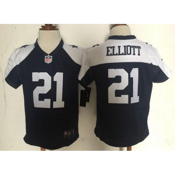 Toddler Dallas Cowboys #21 Ezekiel Elliott Navy Blue Thanksgiving Stitched NFL Nike Game Jersey