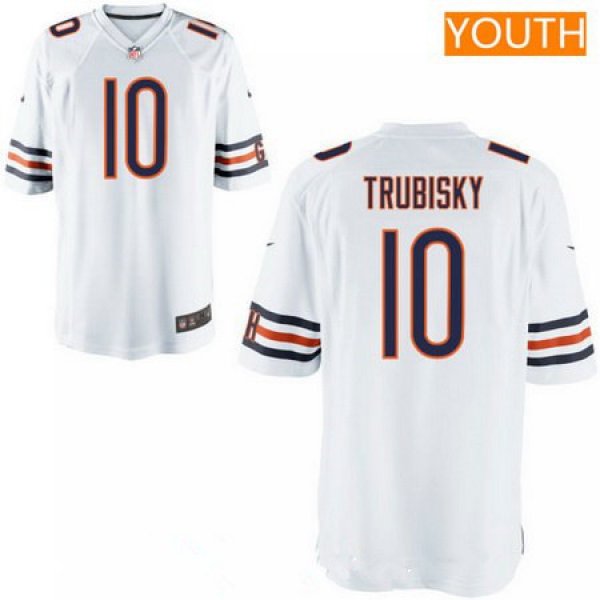 Youth 2017 NFL Draft Chicago Bears #10 Mitchell Trubisky White Road Stitched NFL Nike Game Jersey