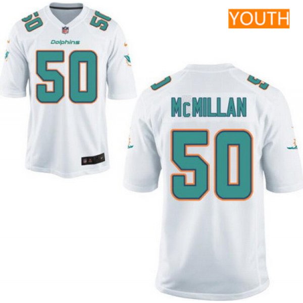 Youth 2017 NFL Draft Miami Dolphins #50 Raekwon McMillan White Road Stitched NFL Nike Game Jersey