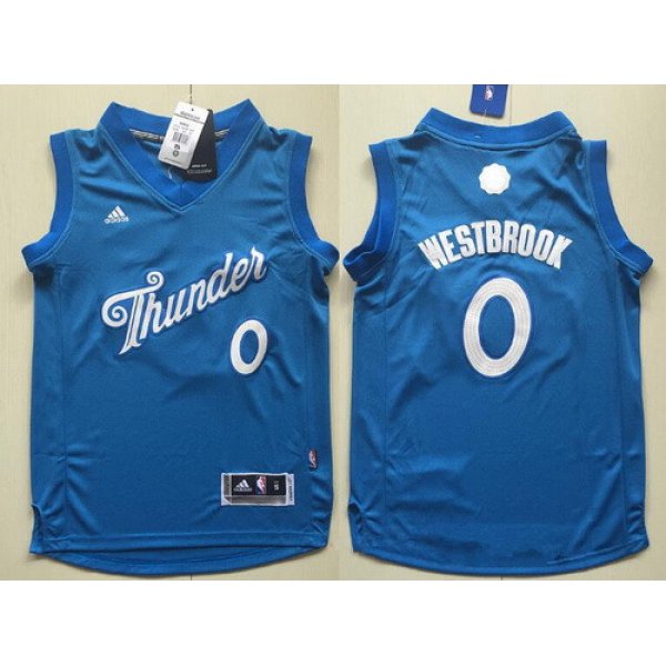 Youth Oklahoma City Thunder #0 Russell Westbrook adidas Blue 2016 Christmas Day Stitched NBA Swingman Jersey