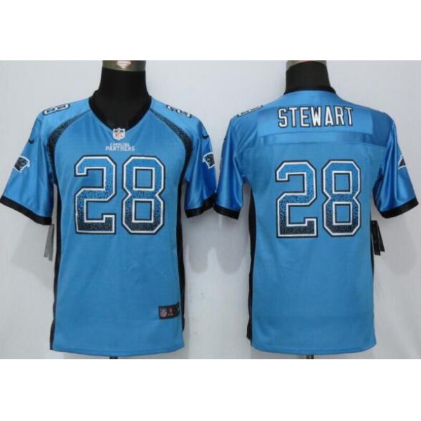 Youth Carolina Panthers #28 Jonathan Stewart Light Blue Drift Fashion NFL Nike Jersey